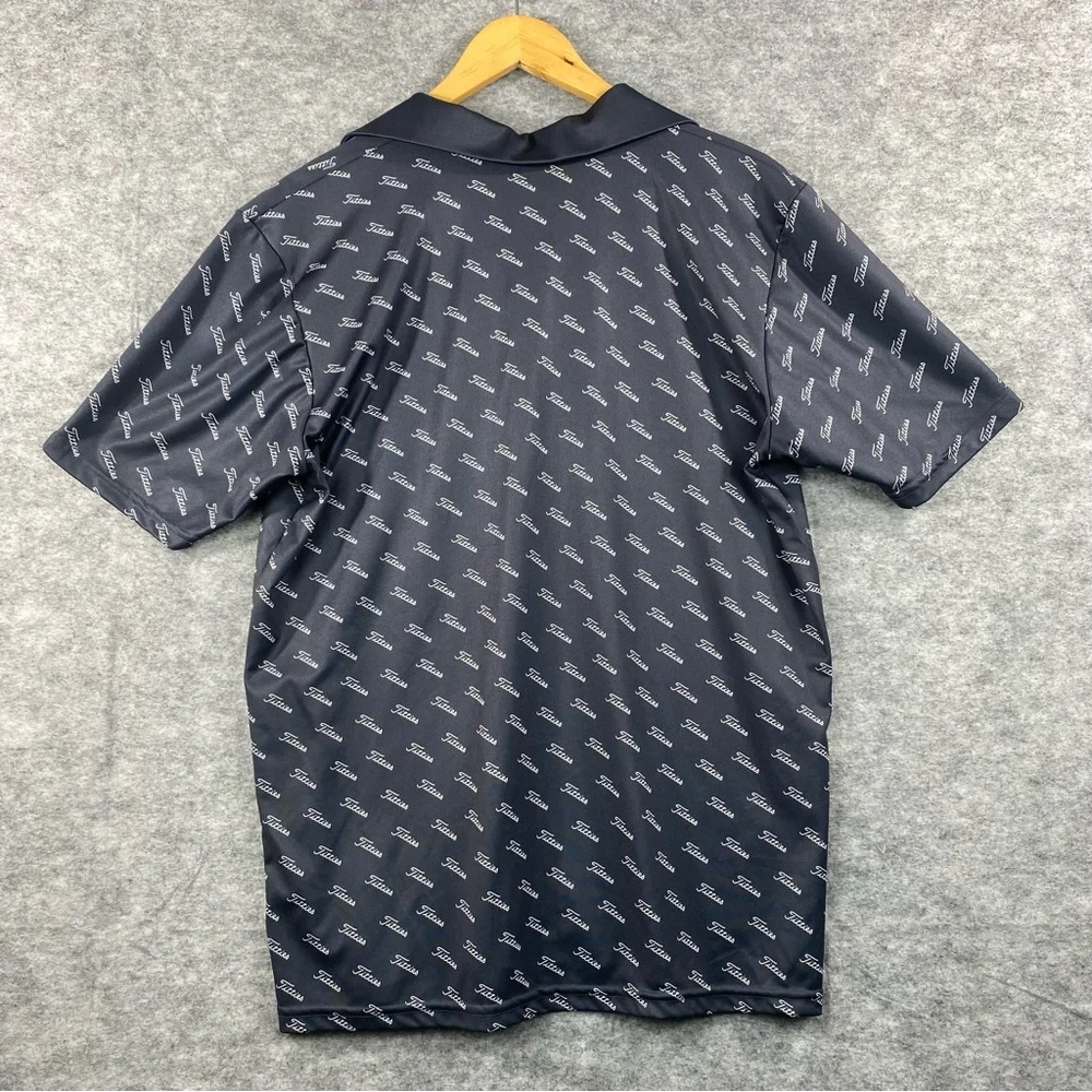 Golf Caps Mens Blue/White Geometric Ti**ies Performance Golf Polo‎ Size LG - Picture 2 of 9
